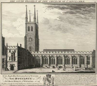 The south prospect of the Church of St Sepulchre by English School