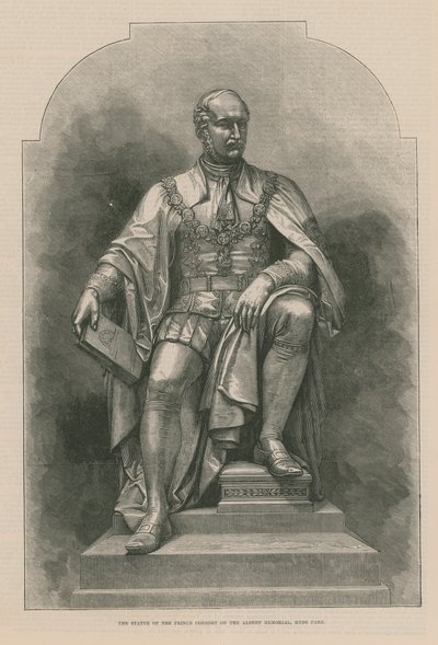 The Statue of the Prince Consort on the Albert Memorial by English School