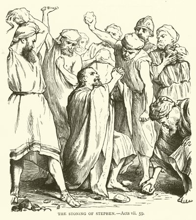 The stoning of Stephen, Acts, vii, 59 by English School