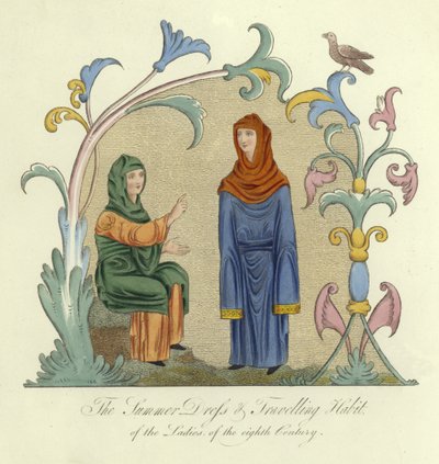 The Summer Dress and Travelling Costume of the Ladies of the 8th Century by English School