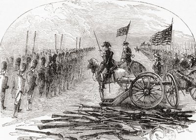 The surrender of General Burgoyne after the Second Battle of Saratoga by English School