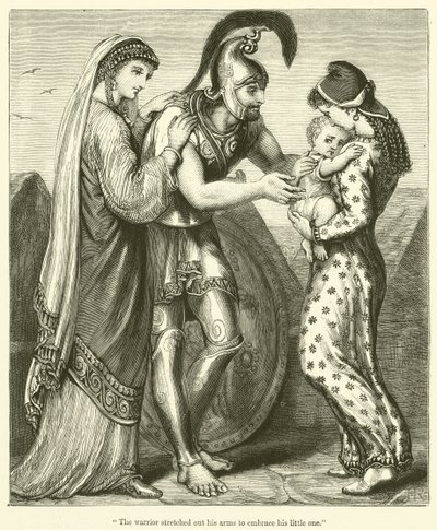 The Warrior Stretched Out His Arms to Embrace His Little One by English School