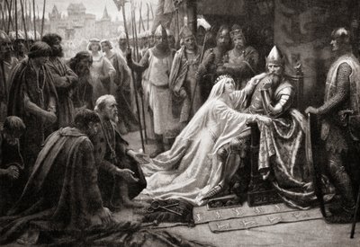Queen Philippa of Hainault Intercedes for the Burghers of Calais by English School