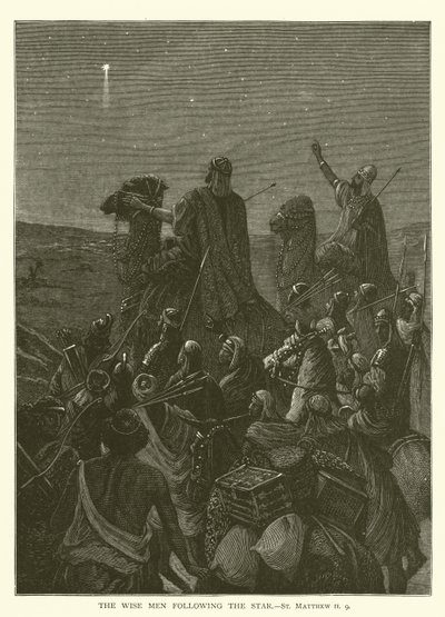 The wise men following the Star, St Matthew II, 9 by English School