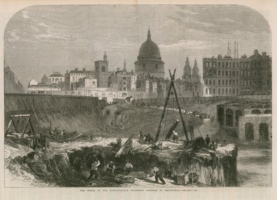 The Works of the Metropolitan Extension Railway in Smithfield by English School