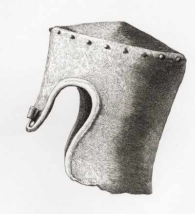 Thirteenth Century Cylindrical Flat-topped Helmet with Nasal by English School