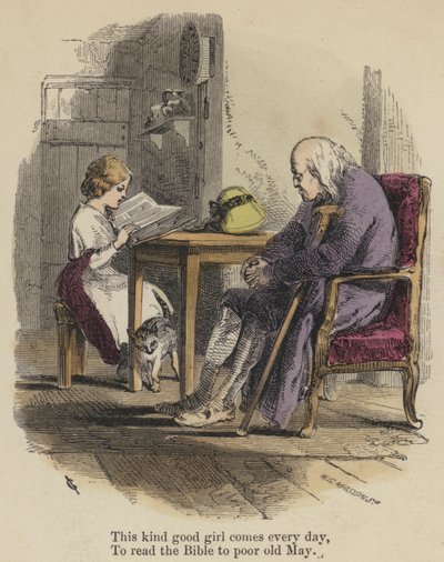 This kind good girl comes every day, To read the Bible to poor old May by English School