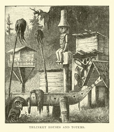 Thlinket Houses and Totems by English School