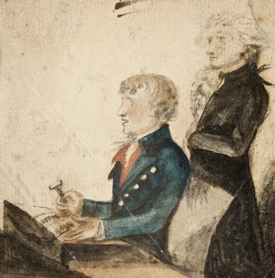 Thomas King, Jun., Auctioneer and his clerk, Mr Hatfield by English School