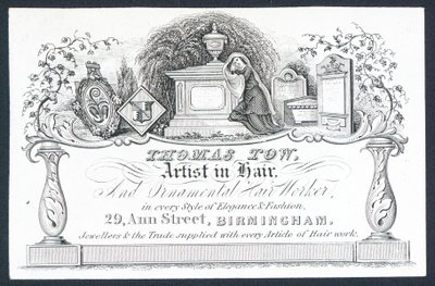 Thomas Tow, Artist in Hair, Trade Card by English School
