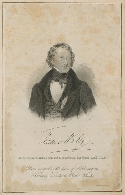 Thomas Wakley, MP for Finsbury and founding editor of The Lancet by English School
