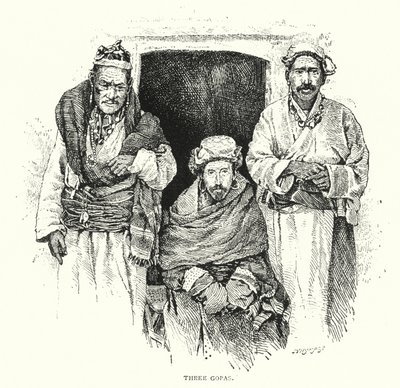 Three Gopas (engraving) by English School