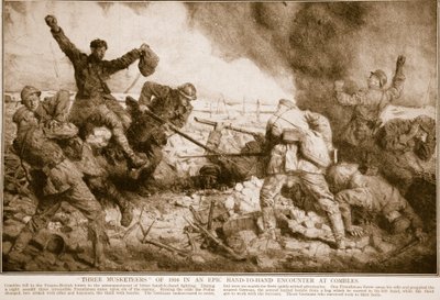 Three Musketeers of 1916 in an epic hand-to-hand encounter at Combles by English School