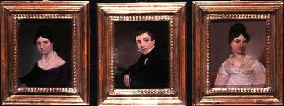 Three Portraits of a Brother and Two Sisters in Regency Dress by English School