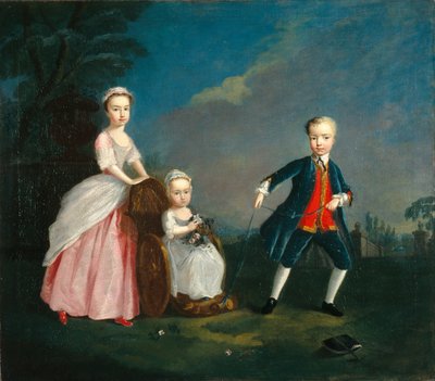 Three Children in a Park by English School