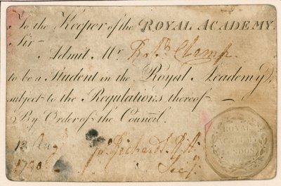 Ticket of Admission for the Royal Academy, London by English School