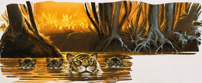 Tigers in the water by English School