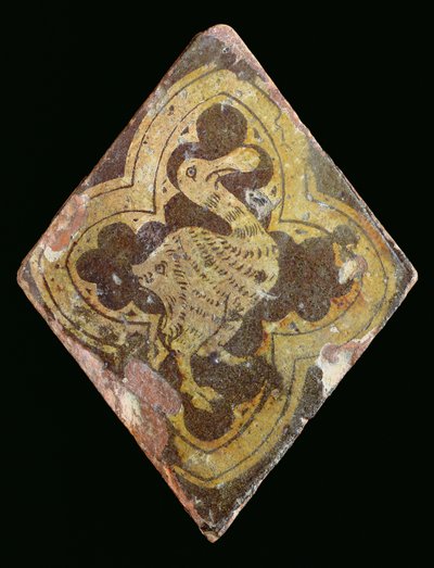 Tile Depicting a Mythical Beast, Believed to be from Hailes Abbey, Gloucestershire by English School