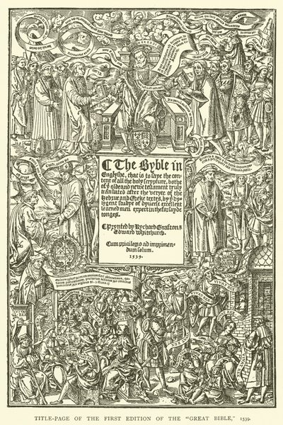 Title-page of the first edition of the Great Bible, 1539 by English School