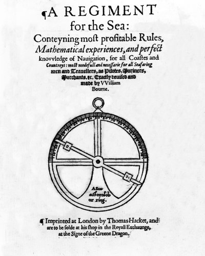 Title Page for A Regiment for the Sea, by William Bourne, published c.1574 by English School