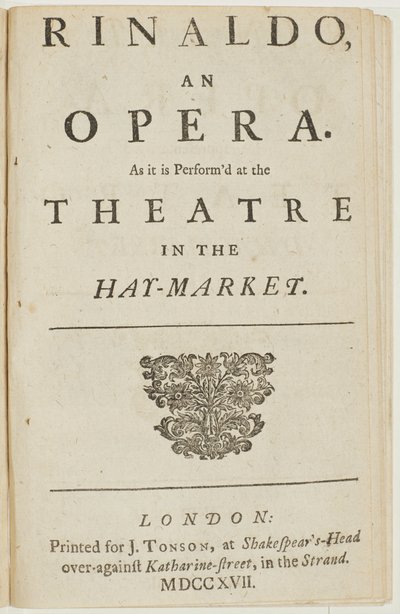 Title Page from the Libretto of Handel