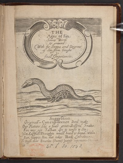 Title page of The Ages of sin, or, Sinnes birth & growth by English School