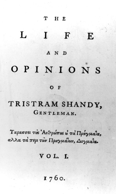 Title page to The Life and Opinions of Tristram Shandy, Gentleman by Laurence Sterne, published in 1760 by English School