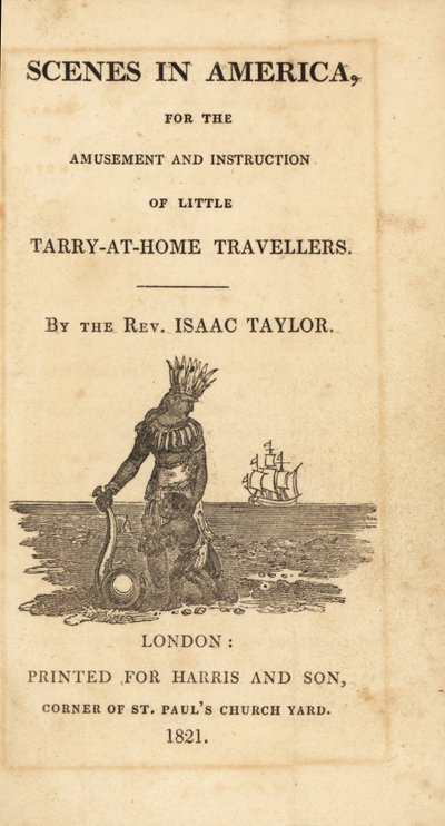Title Page with Vignette of Native American Woman in Feather Headdress with Small Child by English School