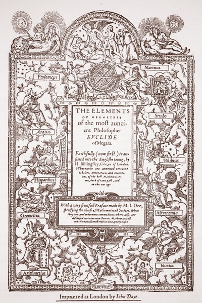 Titlepage of early translation of Euclid