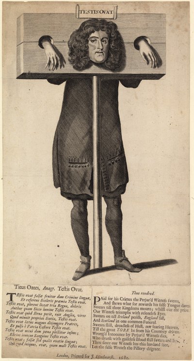 Titus Oates in the Pillory, Published 1685 by English School