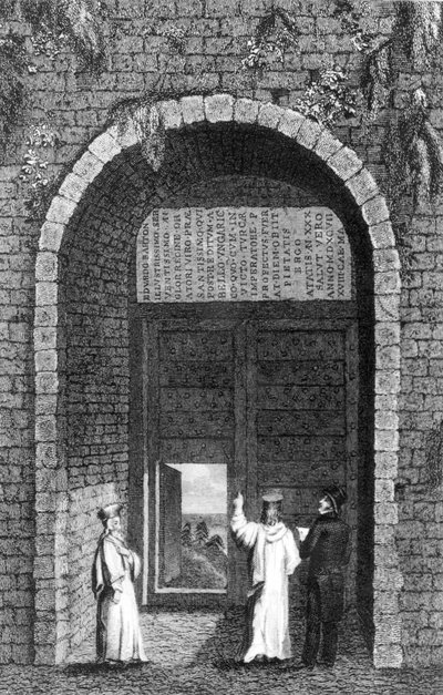 Tombstone of the British ambassador, Edward Barton over a monastery gate in the Princes Islands, from Residence at Constantinople by Robert Walsh, 1836 by English School