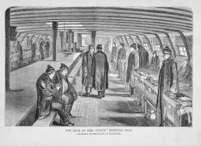 Top Deck of the Unite Hospital Ship Attached to the Hulks at Woolwich, from The Criminal Prisons of London and Scenes of Prison Life by Henry Mayhew and John Binny, 1862 by English School