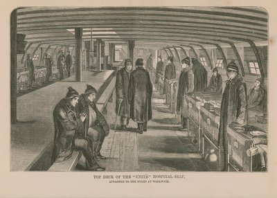 Top deck of the Unite hospital ship by English School