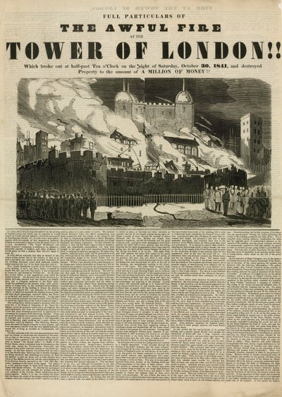 Tower of London Fire, 1841 by English School