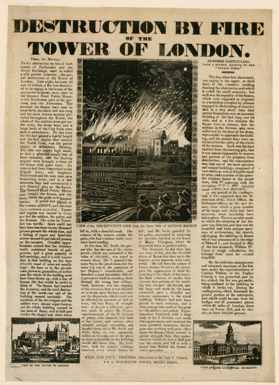 Tower of London Fire, 1841 by English School