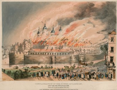 Tower of London Fire, 1841 by English School