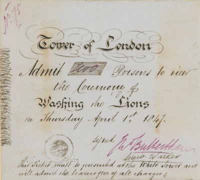 Tower of London Ticket by English School