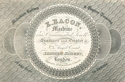 Trade Card, E Bacon by English School