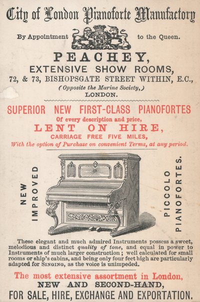 Trade Card, Peachey by English School