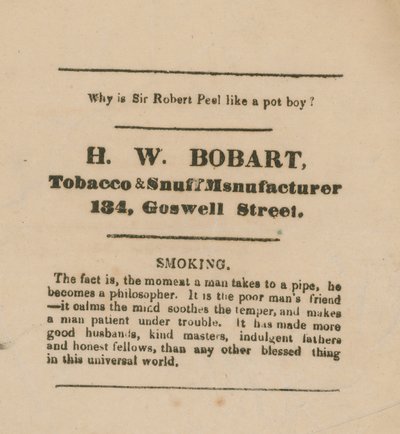 Trade Card of H W Bobart by English School