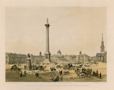Trafalgar Square with the National Gallery and St Martins Church by English School