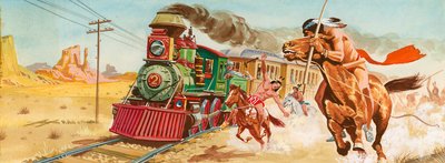Train being attacked by Red Indians by English School