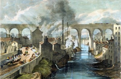 Train crossing Stockport Viaduct on London & North Western Railway, c.1845 by English School