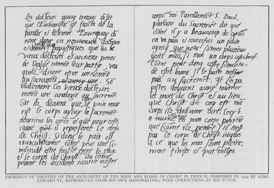 Treatise on the Sacrament of the Body and Blood of Christ by Edward VI by English School
