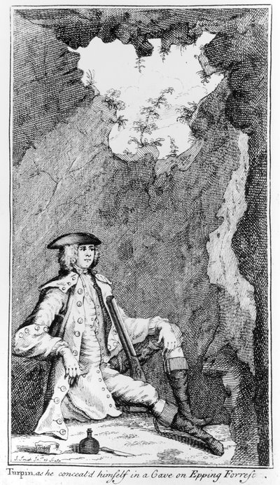 Turpin as he Concealed Himself in a Cave on Epping Forest by English School