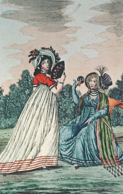 Two Fashionable Ladies in a Garden by English School
