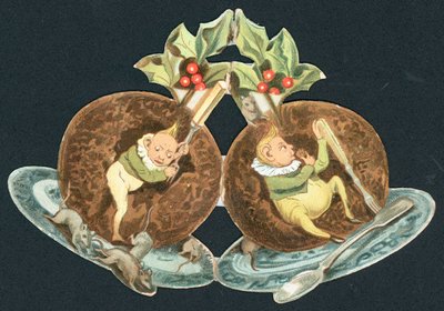 Two Plum Puddings by English School