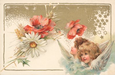 Two Cherubs on a Greeting Card by English School