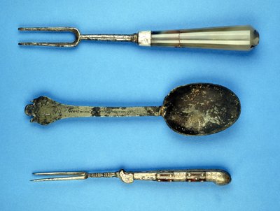 Two forks and a spoon by English School