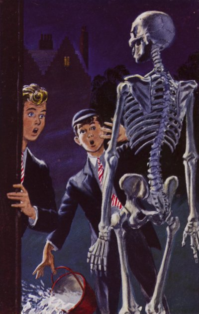 Two Schoolboys and a Cleaned Skeleton by English School